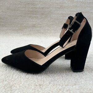 Amazon Forever Ankle Strap Chunky Heels Shoes in Black 8